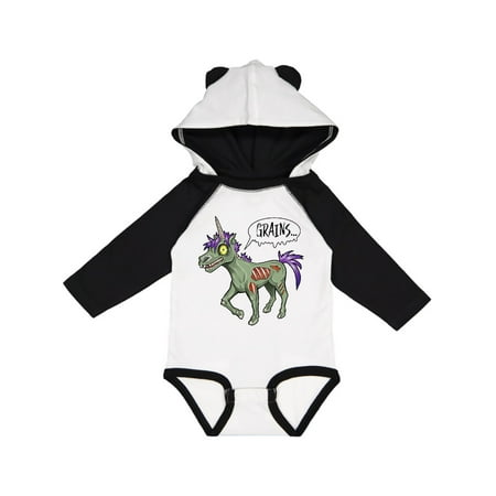 

Inktastic Zombie unicorns wants grains- Halloween Gift Baby Boy or Baby Girl Long Sleeve Bodysuit