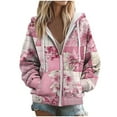 thumbnail image 4 of Sexlip Women's Printed Long Sleeve Fashion And Leisure Pocket Hooded Sweatshirt Top Pink XL, 4 of 6