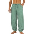 thumbnail image 2 of Mens Lounge Pants Lightweight Drawstring Elastic Waist Baggy Joggers Summer Comfort Everyday Travel Beach Linen Pants, 2 of 8
