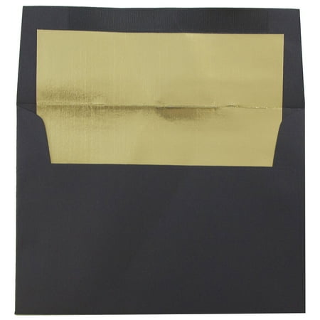 UPC: 0701936231390 | JAM A6 Foil Envelopes  4.8×6.5  250/Pack  Black with Gold Foil