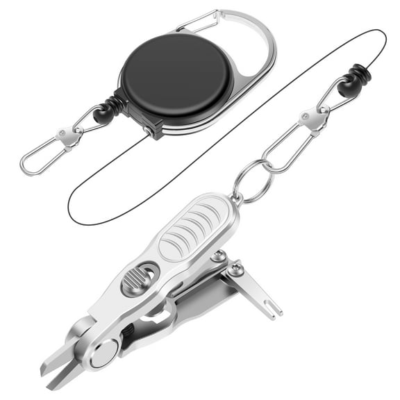 TMWEFUSC 3 in 1 Fishing Line Cutter Stainless Steel Fly Fishing Nippers with Retractors and Knot Tying Tool Accessories for Mono and Fluoro Lines