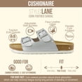 thumbnail image 3 of Cushionaire Lane Cork Footbed Sandals for Women – Comfortable Double Buckle Slip-On with Genuine Suede Footbed & Arch Support Slides for Women Footwear, 3 of 20