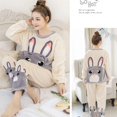 thumbnail image 2 of Conjunto de Pijamas de franela para mujer, ropa de dormir de conejo, Negligee, plantas, lencería de invierno, Kawaii, dibujos animados, 2 of 3