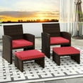 thumbnail image 2 of Demifill Multipurpose Outdoor 2 Pieces Patio PE Rattan Ottomans Footstool, Patio Chair for Outdoor as Garden, Backyard, Porch, Red, 2 of 11