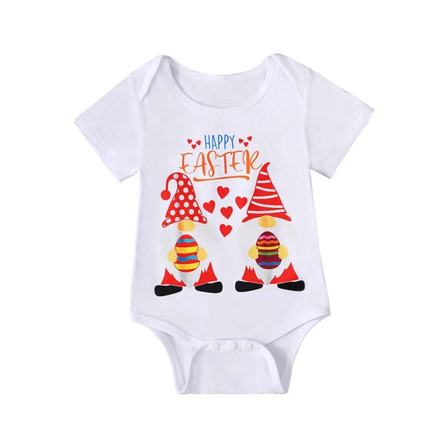 Body De Bebé Canastilla Onesies Para Niños Pequeños Niñas Verano Pascua Dibujos Animados Impreso Mono Blanco Mameluco Ropa Para Niños Rojo Odeerbi LM103-4981