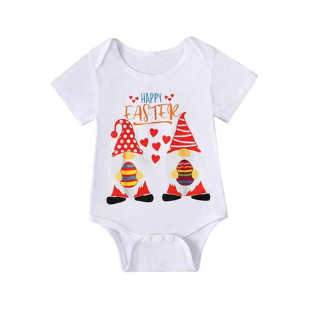 

Infant Baby Girls Boys Jumpsuit Cartoon Print Spring Summer Easter Bunny Short Sleeve Romper Bodysuit Clothes Cotton Newborn Toddler Onesie