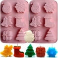 thumbnail image 3 of SIQINZONGWA (2 unidades) moldes de jabón navideños, moldes de silicona navideños para hacer jabón, hacer velas, hornear pasteles, calcetines de árbol de Navidad, copo de nieve, caja de regalo de Papá, 3 of 4