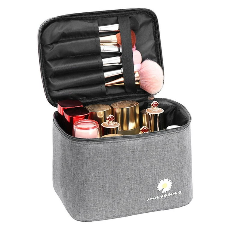 Square Large Capacity Travel Organizer Skin Care Daisy Cosmetic Bag Wash Bag Makeup Pouch Storage Case GREY