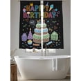thumbnail image 5 of HAPPY BIRTHDAY Sheer Curtains 63 Inch Length 2 Panels for Living Room, Cartoon Cakes Candles Lines Painted Voile Kitchen Curtain Set, Luxury Privacy Drapes Window Treatment for Bedroom, 5 of 7