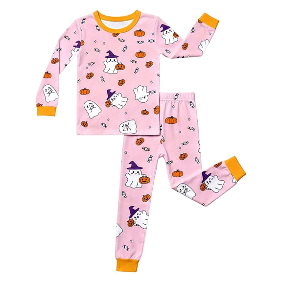Girls Halloween Outfit Long Sleeve Top and Pants Set Fall Winter Two Piece Clothing for Kids Toddlers Pumpkin Ghost Sets