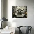 thumbnail image 4 of Orinice Farmhouse Highland Cow Bathroom Wall Art Funny Highland Cattle Bathroom Pictures Wall Decor Cow on Bathtub Relax Soak Unwind Animal Bathroom Sign Canvas Painting Print Artworks Toilet  20x16in, 4 of 6