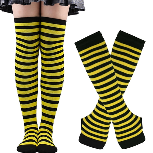 Calcetines Sonducket por encima de la rodilla Muslos Gruesos Poliéster Amarillo y Negro