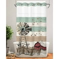 thumbnail image 2 of No Hook Shower Curtains, Country Farm Small Shower Curtains with Snap in Liner, Vintage Farmhouse House Wooden Grain Waterproof Washable Fabric Bathroom Shower Curtain Sets, 36" x 72", 2 of 7