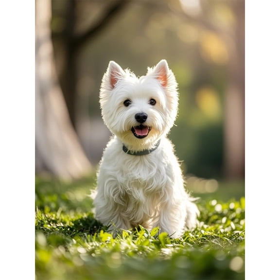 West Highland White Terrier 5D Diamond Art DIY Kits Diamond Painting Full Round Drill Crystal by Number Embroidery Arts and Crafts for Living Room Home Wall Decor 12x16 inch / 30x40cm