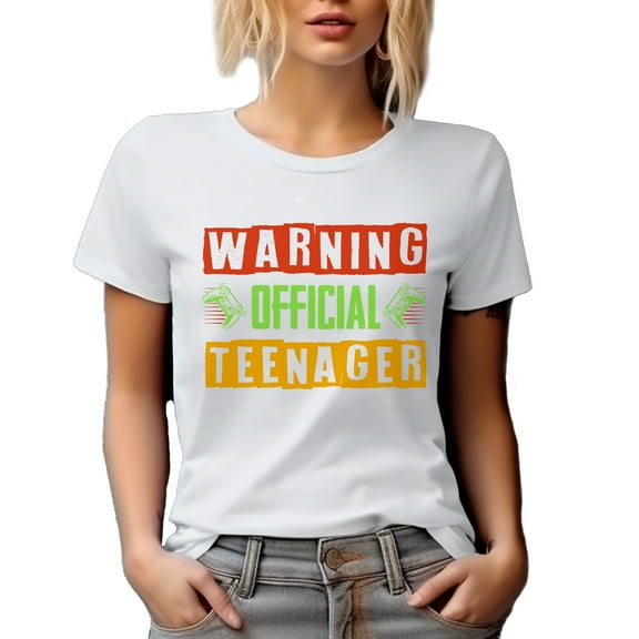 Warning, Official Teenager, Teen Video Gamer's Birthday, White T-Shirt, Small