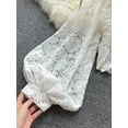 thumbnail image 3 of ZOELNIC Women's Sheer Lace Blouse with Tie Back & Lantern Sleeves, Long Sleeve Crop Top, 3 of 5