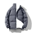 thumbnail image 3 of IYTR Fashion Casual Warm Down Coats with Pocket Long Sleeve Jacket Zipper Stand-up Collar Mens Winter Jacket Solid Color Gray S, 3 of 4