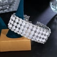 thumbnail image 6 of Sparkling Big Wide Bracelet White CZ Women Multilayer Round Tennis Jewelry Gift, 6 of 9