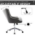 thumbnail image 4 of Vanity Chair Accent Chair, PU Leather Office Chair Swivel Vanity Chair with Adjustable Height and Metal Base for Study Living Bedroom, Gray, LJ3214, 4 of 9