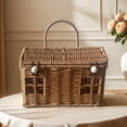 thumbnail image 5 of Rattan House Shape Storage Basket with Lid, Small Doll House, Decorative Hand Woven Shelf Organizer with Handle, Natural Harvest Wicker Basket for Picnics, Organizing, Storage, 5 of 7