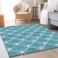 thumbnail image 5 of HomeRoots 672724 9 x 12 ft. Teal & Ivory Abstract Geometric Transitional Washable Machine Made Rectangle Area Rug with UV Protection, 5 of 9