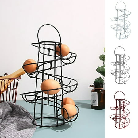 

SPRING PARK Modern Spiraling Design Egg Skelter Stable Base Egg Dispenser Rack Egg Storage Holder for Raw/Soft Hard Boiled Egg