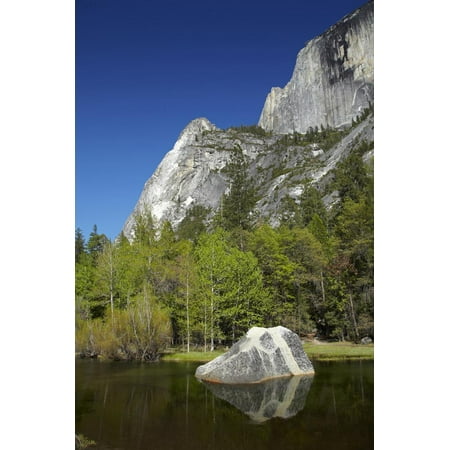 North Face Half Dome - North West Face of Half Dome, and Mirror Lake, Yosemite NP, California Print Wall Art By David Wall