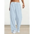 thumbnail image 4 of Womens Striped Gingham Pajama Lounge Boxer Pants Cute Comfy Bottoms with Pockets Fall Y2K Outfits Light Blue L, 4 of 9