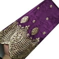 thumbnail image 3 of YQOINFKS George Fabric African Lace Fabric 5 Yards Lace Embroidery Sequin Lace Wedding Bridal Women Drees Purple, 3 of 5