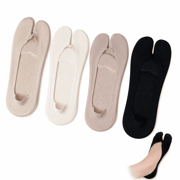 RDKTPXZ Women's No-Show Tabi Socks, Split Toe, 4-Pair Pack, One Size
