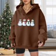 thumbnail image 4 of Cute Snowman Christmas Hoodies for Women 2025 Long Sleeve Holiday Graphic Hooded Sweatshirt Pullover Tops, 4 of 5