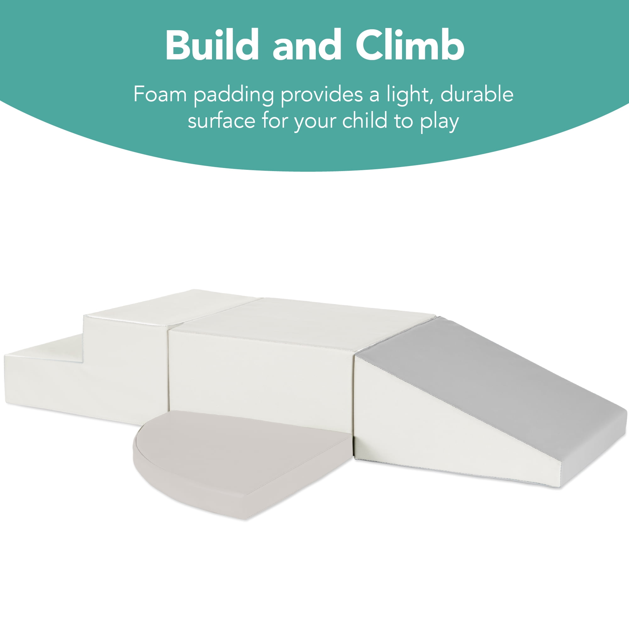 Best Choice Products Soft Foam Climbing Blocks for Toddlers, 4-Piece Play Set, Easy-Clean Vinyl - Neutral