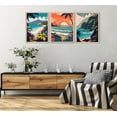 thumbnail image 2 of 3Pcs Hawaii Travel Wall Art Retro Exotic Tropical Canvas Posters Ocean Beach Prints Waves Landscape Pictures Vintage Mountain Paintings Wall Decor For Bedroom Living Room Artwork Framed, 2 of 5