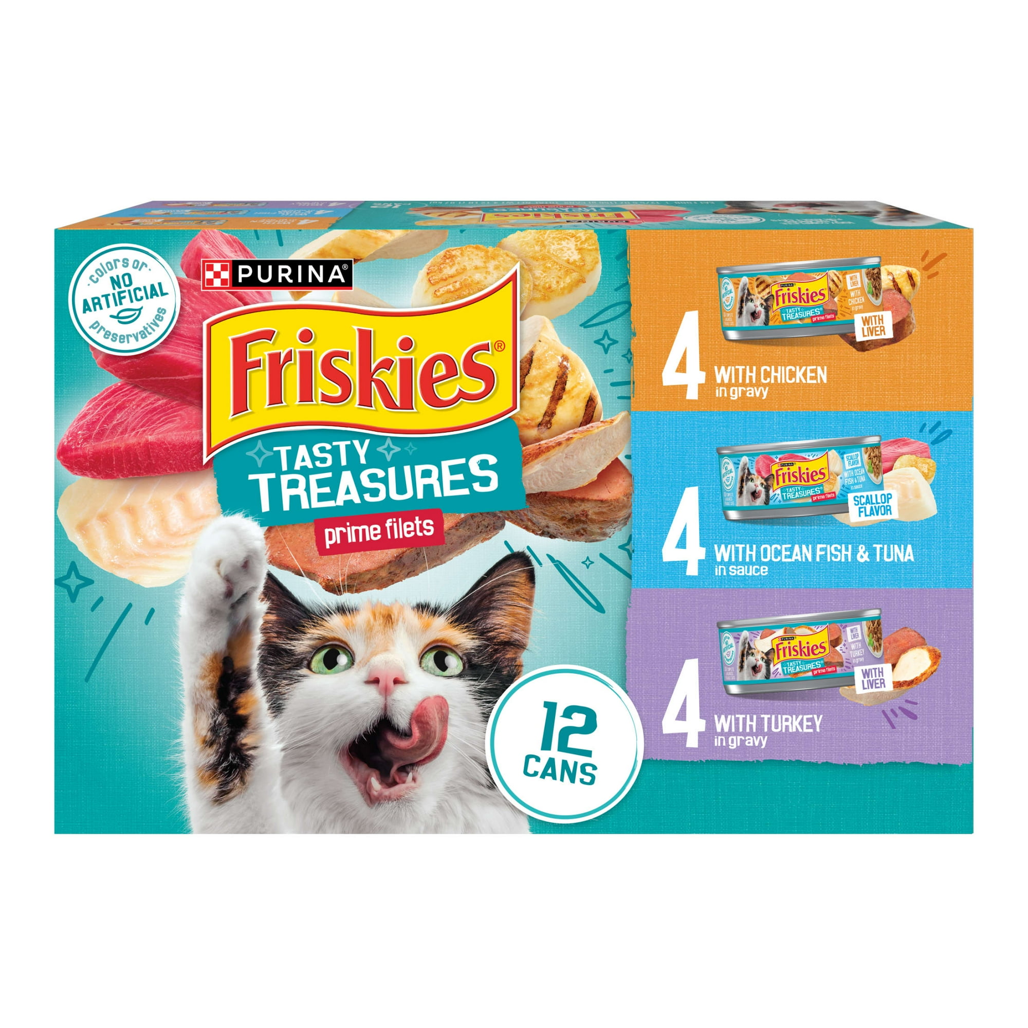 Friskies Gravy Tasty Treasures Prime Filets, Wet Cat Food, 5.5 oz Cans, 12 Pack