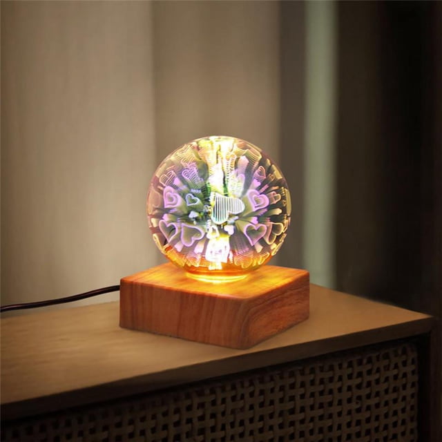 USB Alimentado LED 3D Fuegos Artificiales De Cristal Luz Decoración Navideña corazón Colco Luz de noche de bola de cristal