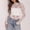 White, variant on Dolkfu Pull-on Summer Tops for Women 2026 Crew Neck Long Sleeve Lace Gray Modern Fashion Solid Romance Blouses & Tops Gray,S