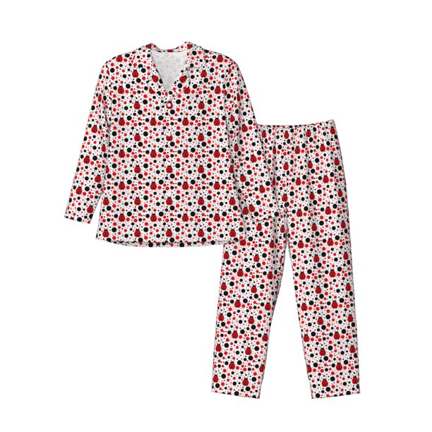 Balery Ladybugs 2 Pijama para Hombre de Dos Piezas con Manga Larga, Conjunto de Dormir y Descanso Suave con Bolsillos-Small