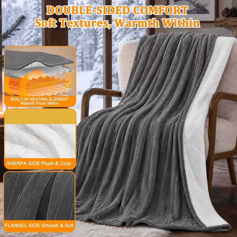 EDX Heated Blanket Twin, Flannel & Sherpa photo 4
