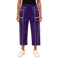 thumbnail image 4 of Lumtrix Womens&nbsp;Capri&nbsp;Pants Barrel Sweatpants Baggy Wide Leg Lounge Pants Summer Travel Pants Beach Vacation Trousers Purple XL, 4 of 4