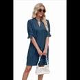 thumbnail image 4 of Vestido Recto Casual con Cuello en V Azul Oscuro M, 4 of 10