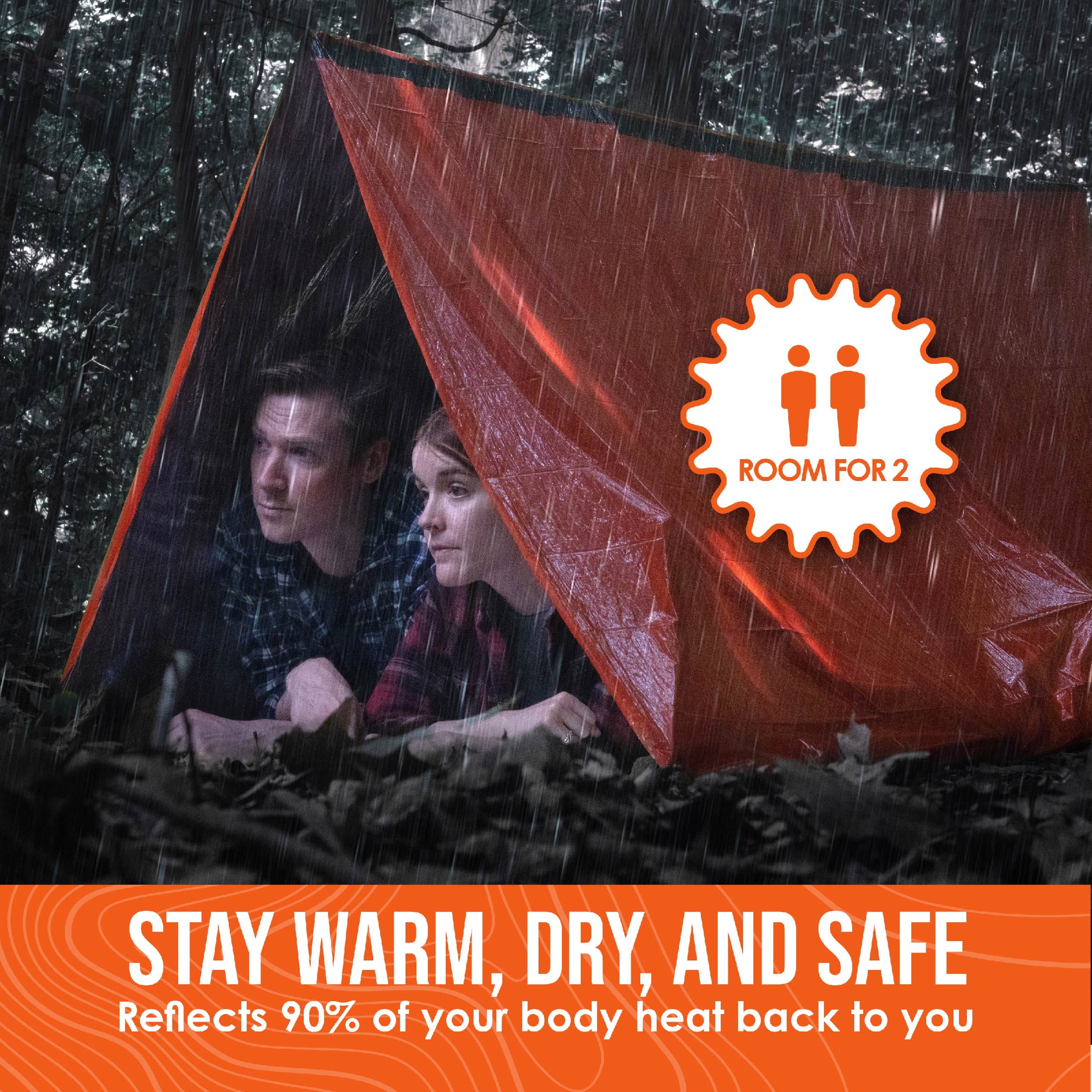 Go Time Gear Life Tent 2-Person Emergency Survival Shelter, Waterproof Thermal Tube Tent, Orange