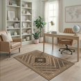 thumbnail image 2 of ODIKA 4'x6' Brown Beige Geometric Diamond Design Washable Area Rug Modern Symmetrical Pattern with Borders for Home Office, Under Desk, Non-Slip Chair-Friendly, Flatwoven, 2 of 7