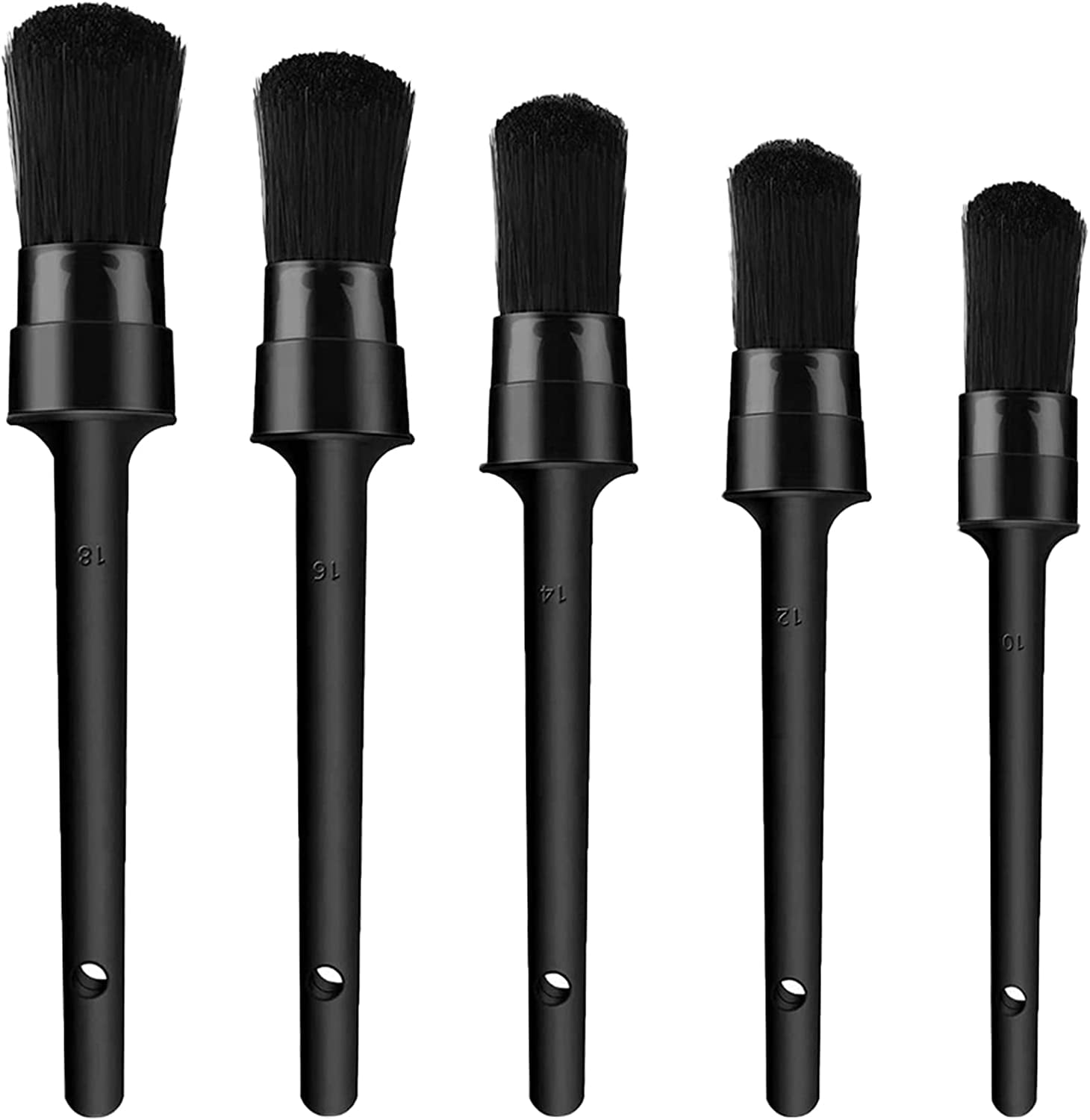 5Pcs Auto Car Detailing Brush Set, Premium Natural Boar Hair Mixed
