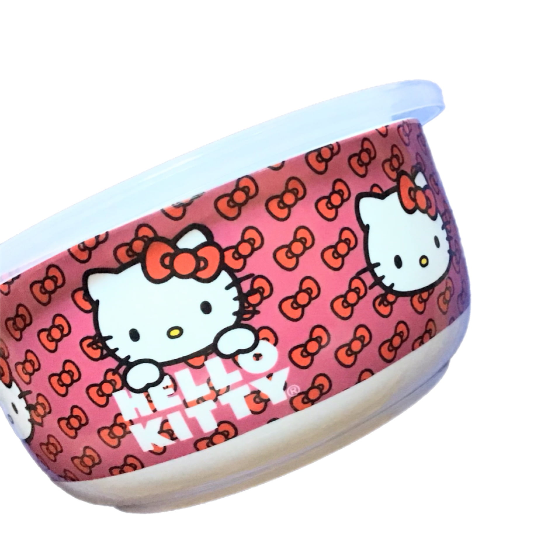 HELLO KITTY LARGE 42 OZ FINE PORCELAIN STRAWBERRY BOWL BENTO BOX WITH VENTED LID MICROWAVE AND DISHWASHER SAFE