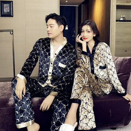

Couple Velvet Pajamas Women Men Autumn Winter Sleepwear Long Sleeve Casual Nightwear Pyjamas Suit Home Clothes Sleep Set
