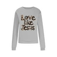 thumbnail image 5 of Love Like Jesus Sweatshirts for Women Valentines Sweatshirt Leopard Letter Long Sleeve Pullover Top, 5 of 8