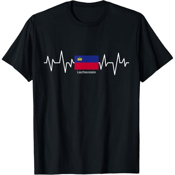 men and women can wear,Liechtenstein Heartbeat Liechtenstein Flag Pride T-Shirt