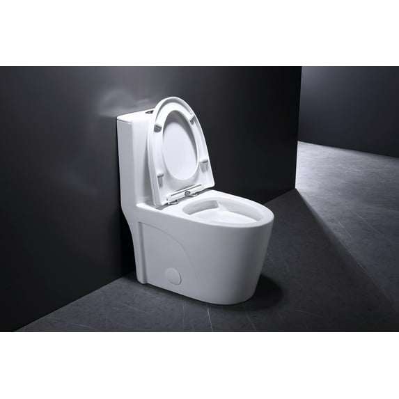 Clovis Dual-Flush Elongated One-Piece Toilet (Seat Included) Glossy White