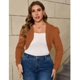 thumbnail image 3 of Yesfashion Women's Long Sleeve Cardigan Knit Sweaters Cropped Open Front Short Curved Cardigan, 3 of 7