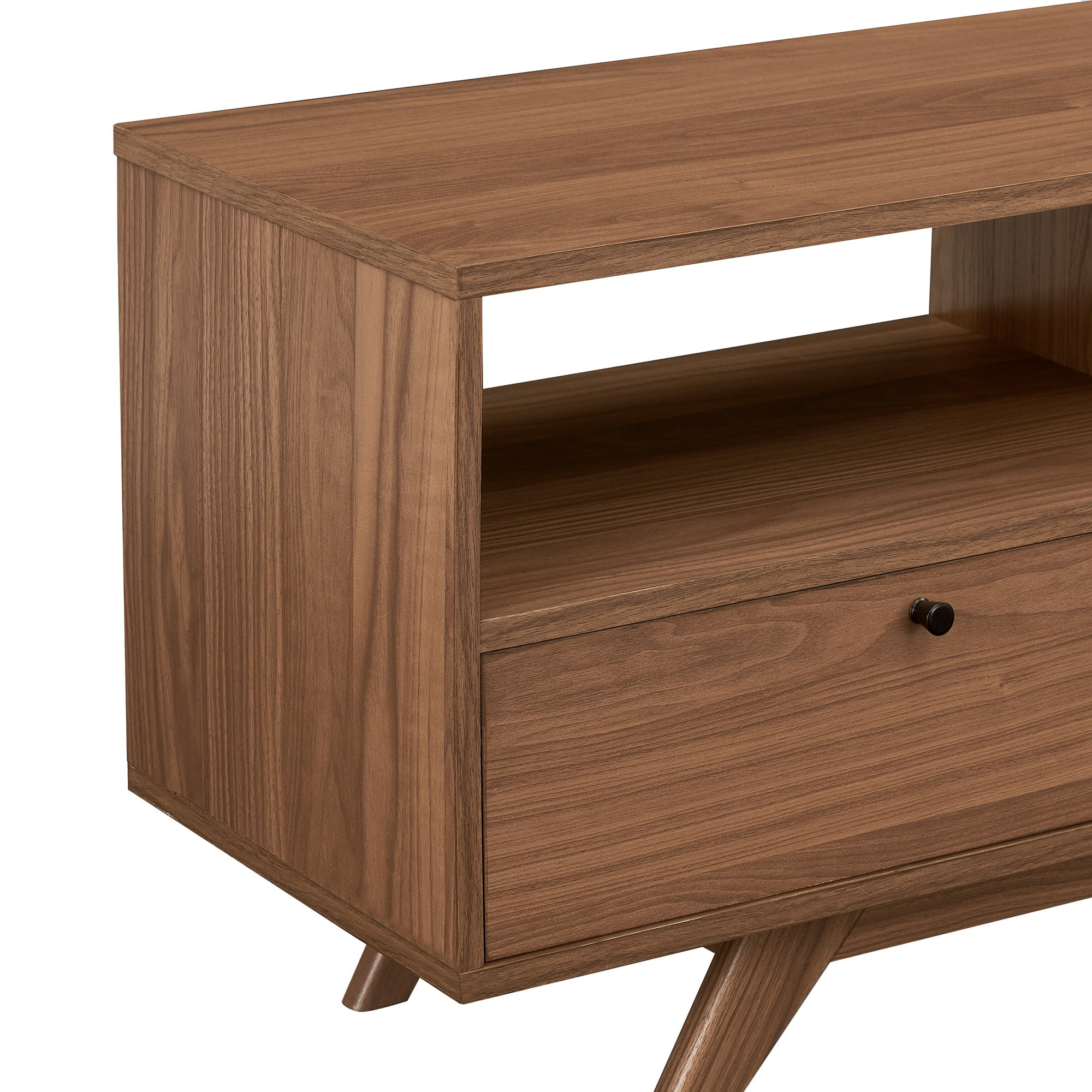 Walker Edison Mid-Century Modern Storage TV Stand for TVs up to 80”, Mocha